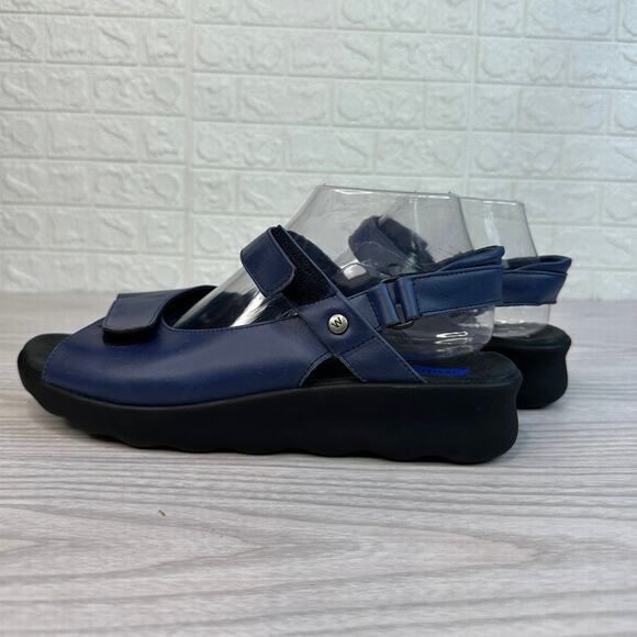 Wolky Pichu Walking Sandals WMNS 41 US 10 Blue Smooth Leather Adjustable Straps - Picture 4 of 9
